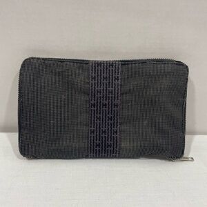 Authentic HERMES herline grey canvas wallet agenda clutch as is